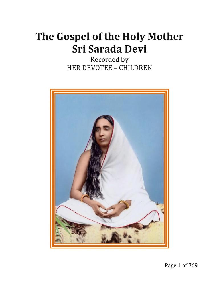 Gospel Of Holy Mother Sri Sarada Devi : Free Download, Borrow, and  Streaming : Internet Archive